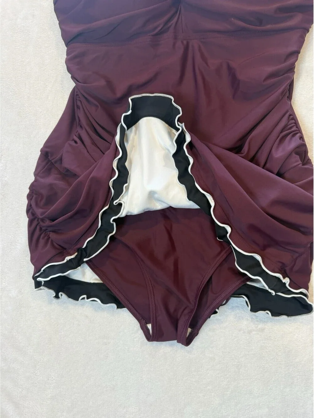 Hilor Women's 16 Burgundy One Piece Swim With Tummy Control Adjustable Straps